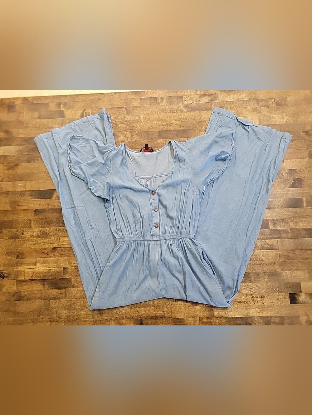 Flying Tomato Denim Jumpsuit Lightweight Size Small Wide Leg Women's